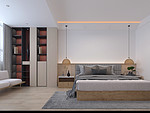 38平米现代简约风复式卧室装修效果图，背景墙创意设计图