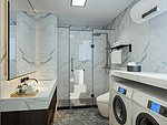 80平米现代简约风三室卫生间装修效果图，隔断创意设计图