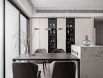 108平米现代简约风二室餐厅装修效果图，背景墙创意设计图