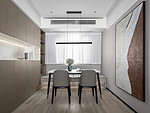 128平米现代简约风三室餐厅装修效果图，背景墙创意设计图