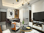 106平米现代简约风二室客厅装修效果图，背景墙创意设计图