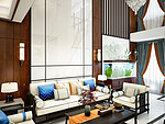 300平米新中式风格别墅客厅装修效果图，背景墙创意设计图