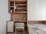 87平米北欧风格三室卧室装修效果图，书柜创意设计图