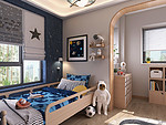 161平米北欧风格四室儿童房装修效果图，背景墙创意设计图