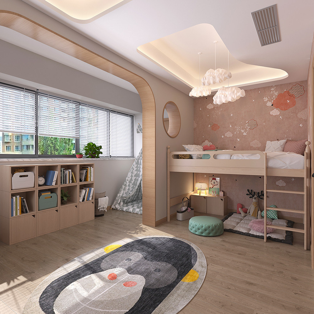 161平米北欧风格四室儿童房装修效果图，吊顶创意设计图
