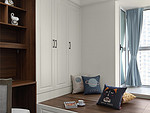 105平米美式风格三室卧室装修效果图，背景墙创意设计图
