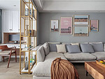 87平米北欧风格三室客厅装修效果图，背景墙创意设计图