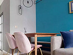56平米北欧风格二室餐厅装修效果图，背景墙创意设计图