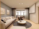82平米日式风格二室客厅装修效果图，背景墙创意设计图