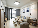 80平米现代简约风四室客厅装修效果图，背景墙创意设计图