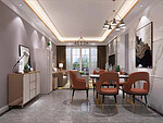 142平米轻奢风格三室餐厅装修效果图，背景墙创意设计图