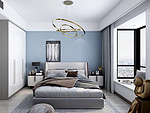 215平米现代简约风三室卧室装修效果图，背景墙创意设计图
