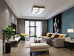 210平米轻奢风格三室客厅装修效果图，门窗创意设计图