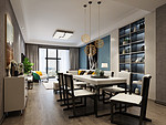 156平米轻奢风格三室餐厅装修效果图，酒柜创意设计图
