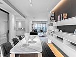 95平米现代简约风二室餐厅装修效果图，背景墙创意设计图