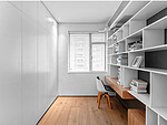 128平米现代简约风二室书房装修效果图，书柜创意设计图