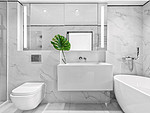 106平米现代简约风二室卫生间装修效果图，盥洗区创意设计图
