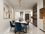 127平米轻奢风格三室餐厅装修效果图，背景墙创意设计图