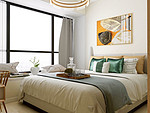 120平米轻奢风格三室卧室装修效果图，背景墙创意设计图