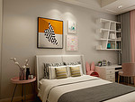 111平米简欧风格三室卧室装修效果图，背景墙创意设计图