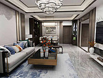 800平米新中式风格三室客厅装修效果图，吊顶创意设计图