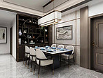 132平米新中式风格三室餐厅装修效果图，酒柜创意设计图