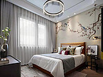 800平米新中式风格三室卧室装修效果图，吊顶创意设计图