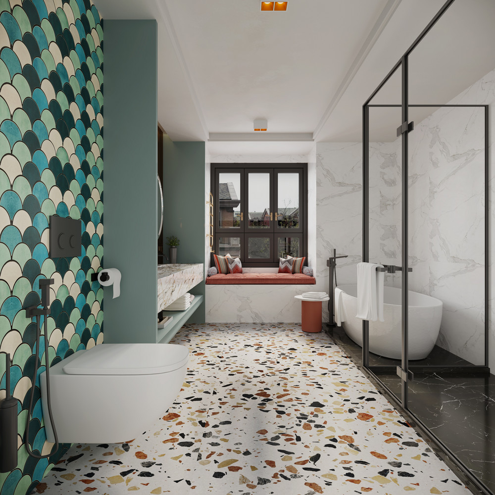 100平米北欧风格二室卫生间装修效果图，盥洗区创意设计图