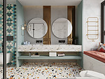 100平米北欧风格二室卫生间装修效果图，背景墙创意设计图