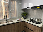 79平米现代简约风三室厨房装修效果图，背景墙创意设计图