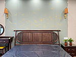 110平米新中式风格五室卧室装修效果图，背景墙创意设计图