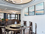 175平米新中式风格五室餐厅装修效果图，照片墙创意设计图