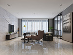 105平米现代简约风三室客厅装修效果图，门窗创意设计图