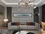 158平米轻奢风格三室客厅装修效果图，背景墙创意设计图