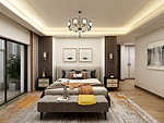300平米新中式风格四室卧室装修效果图，照片墙创意设计图