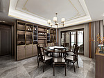 148平米新中式风格四室餐厅装修效果图，酒柜创意设计图