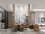 158平米轻奢风格别墅餐厅装修效果图，背景墙创意设计图