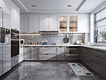 110平米现代简约风三室厨房装修效果图，橱柜创意设计图
