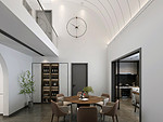138平米现代简约风跃层餐厅装修效果图，背景墙创意设计图