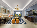 120平米美式风格三室客厅装修效果图，吊顶创意设计图