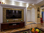 120平米美式风格三室客厅装修效果图，背景墙创意设计图
