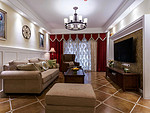 105平米美式风格三室客厅装修效果图，背景墙创意设计图