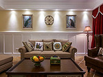 78平米美式风格三室客厅装修效果图，背景墙创意设计图