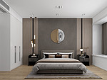 100平米轻奢风格三室卧室装修效果图，背景墙创意设计图