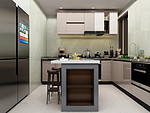 100平米轻奢风格三室厨房装修效果图，橱柜创意设计图