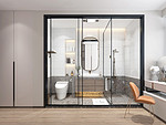 50平米现代简约风三室卫生间装修效果图，隔断创意设计图