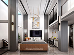 101平米现代简约风别墅客厅装修效果图，背景墙创意设计图