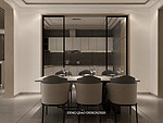 80平米现代简约风别墅餐厅装修效果图，背景墙创意设计图