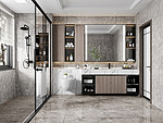 210平米轻奢风格别墅卫生间装修效果图，隔断创意设计图
