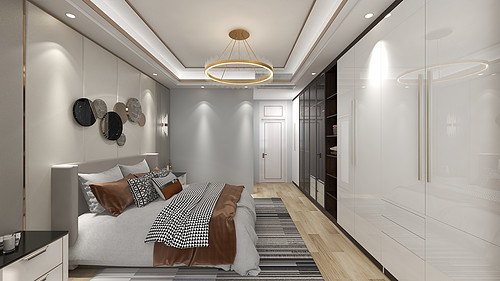 180平米轻奢风格四室卧室装修效果图，吊顶创意设计图
